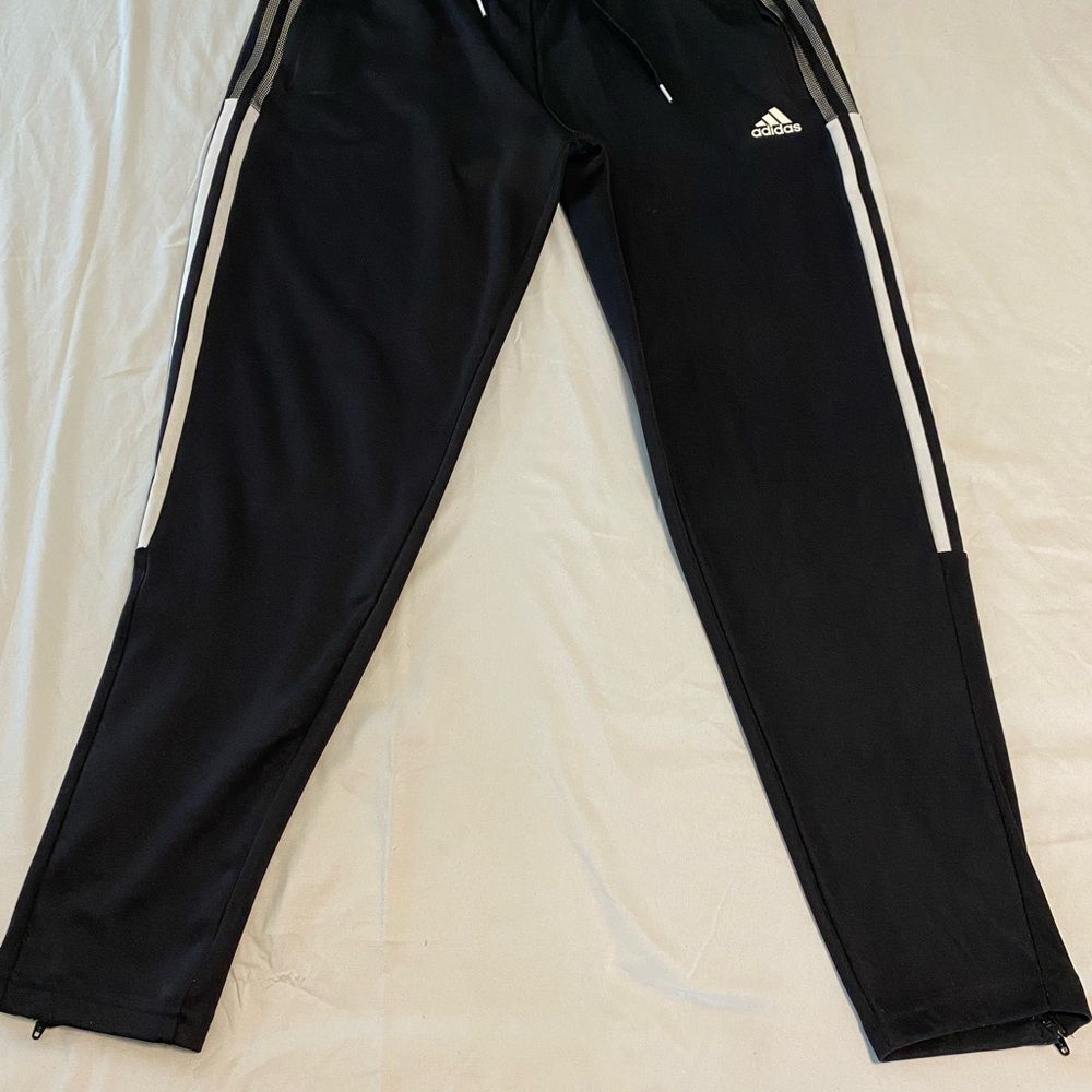Adidas Black Tapered Sweatpants with Signature Stripes